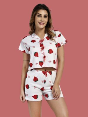 Strawberry print short nightwear